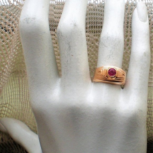 NEW OLD STOCK NWT Russian USSR Solid 14K 585 Rose Pink Gold Pink Tourmaline RING - Picture 10 of 11
